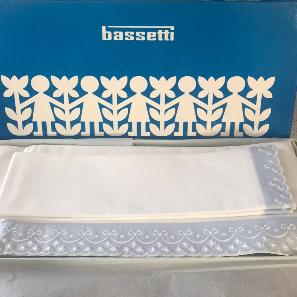 Italian flat sheet and pillow case for baby.